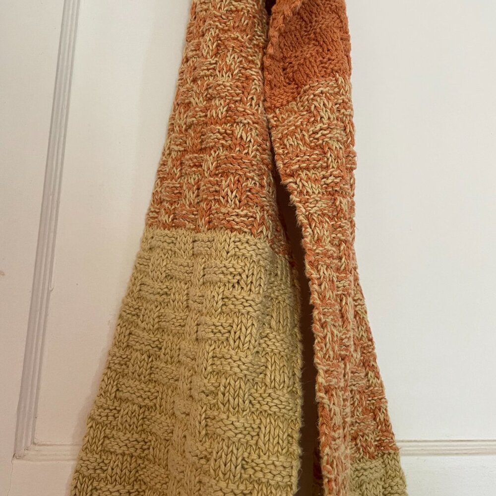 VINTAGE Basketweave Stitch Flax Yarn Scarf